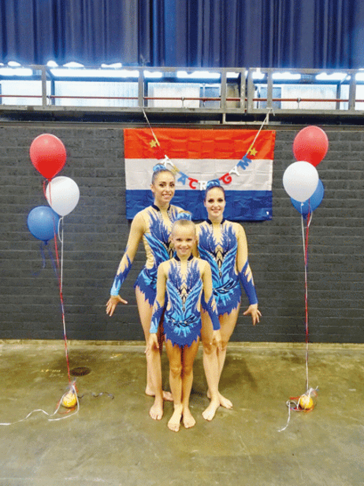 Team Olympia Landgraaf 5e bij NK acrogym in Ahoy Rotterdam